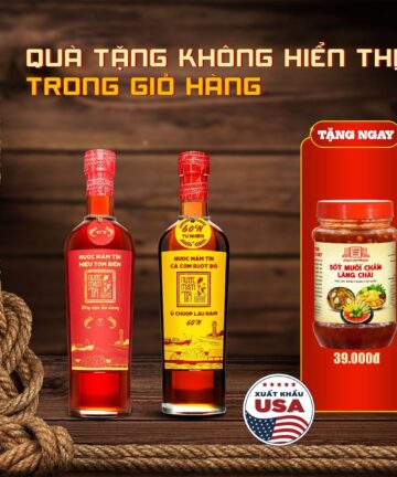 Combo Tôm 45N 500ml và Cá Cơm Ruột Đỏ 60N 500ml Nước mắm Tĩn