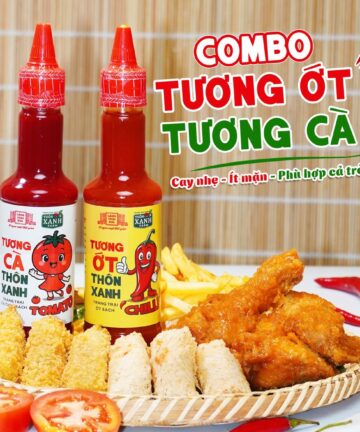 Combo 2 món gồm Tương ớt và Tương cà Thôn Xanh 270g Trang trại ớt/ cà chua sạch