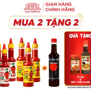 Combo Nước tương 525ml 3 Tương ớt 270g 3 Tương cà 270g Làng Chài Xưa