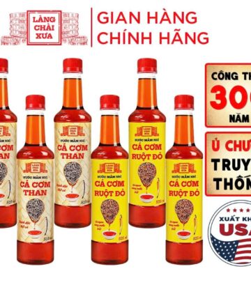 Thùng 6 chai nhựa 525ml 3 THAN 3 VÀNG Nước Mắm Nhỉ Làng Chài Xưa an toàn tiết kiệm