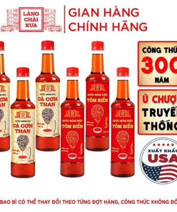 Thùng 6 chai 3 THAN 3 TÔM BIỂN Nước Mắm Nhỉ Làng Chài Xưa Chai Nhựa 525ml