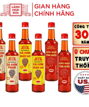 Thùng 6 chai 2THAN 2VÀNG 2TÔM Nước Mắm Nhỉ Làng Chài Xưa 525ml/chai nhựa
