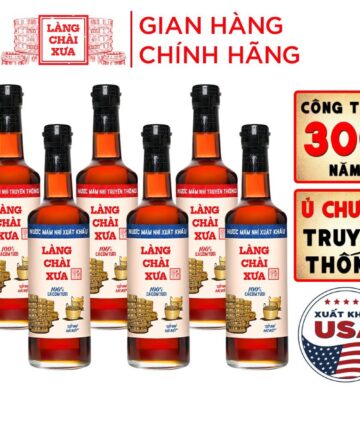 Thùng 6 chai 3 XANH 3 ĐỎ Nước Mắm Nhỉ truyền thống Làng Chài Xưa chai thuỷ tinh 500ml