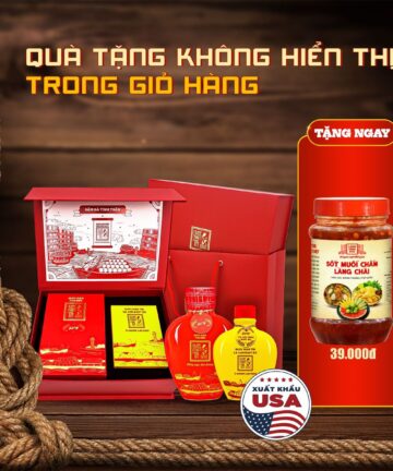 Hộp Quà Đậm Đà Tình Thân GỒM 1 Nước Mắm Tĩn Tôm Biển 60N 500ml Và 1 Tĩn Cá Cơm Ruột Đỏ 250 ml không chất bảo quản