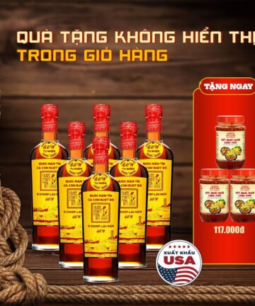 [Thùng 6 chai 500ml] Nước mắm Tĩn cá cơm ruột đỏ